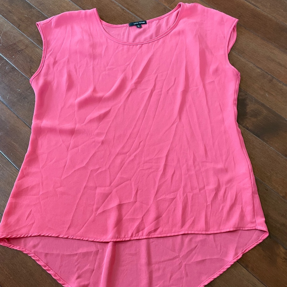 Love Haight Pink Short Sleeve Solid Blouse, size large